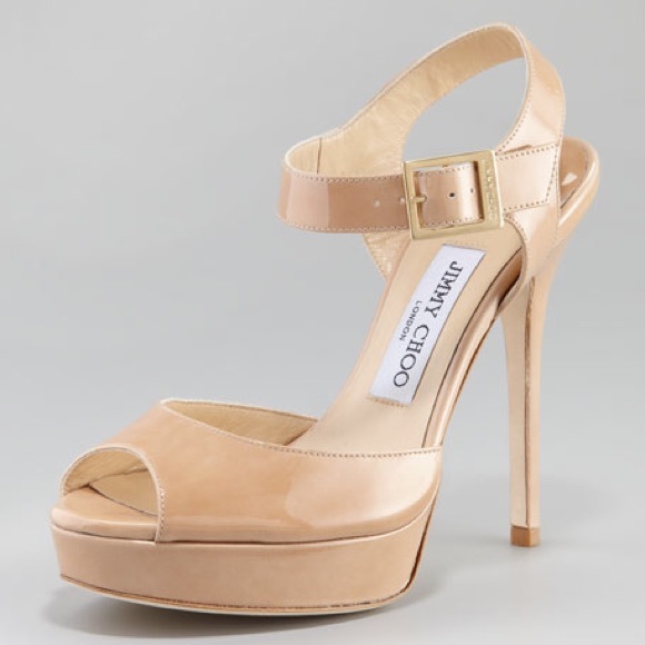 Jimmy Choo Linda Gold Platform Sandal Heels - Picture 2 of 10